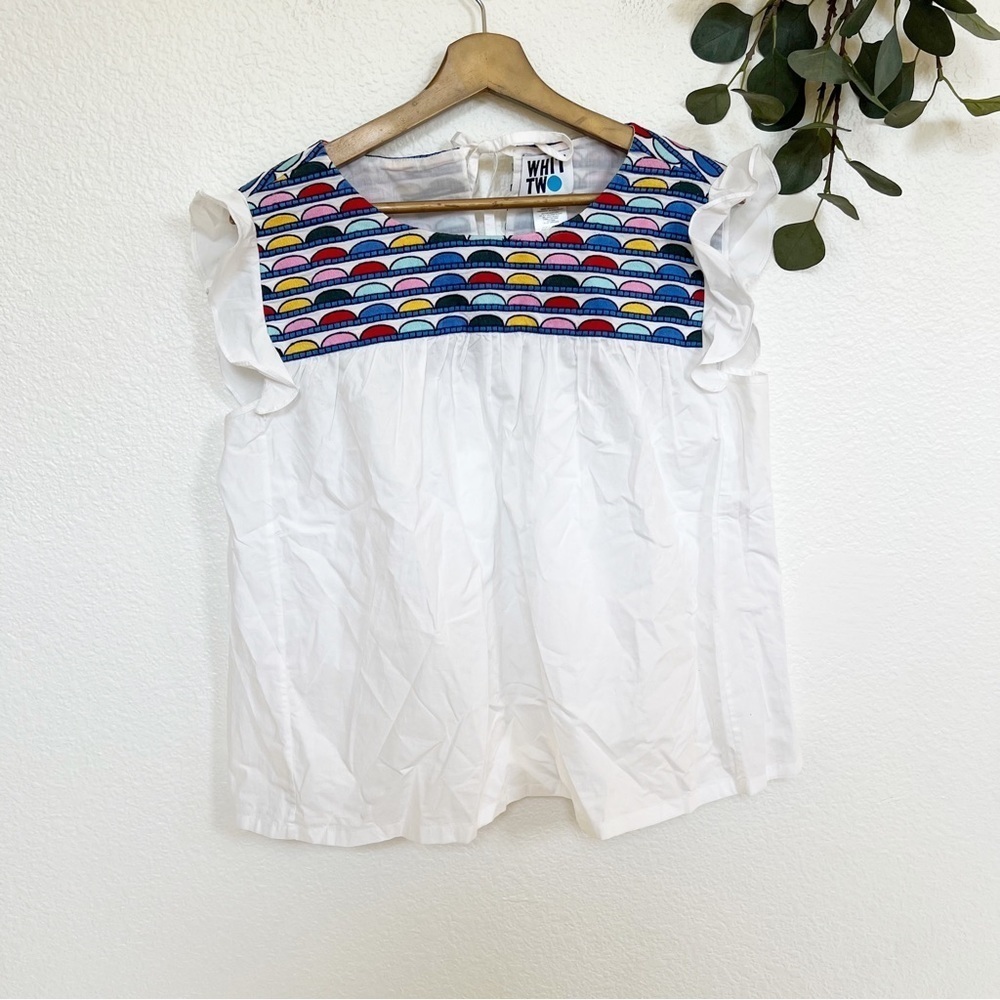 Anthropologie’s Whit Two- Embroidered Flutter Sleeve Blouse- LP